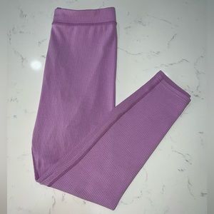 Alo Yoga Ribbed High-Waist 7/8 Blissful Legging - Pink Lavender size Small